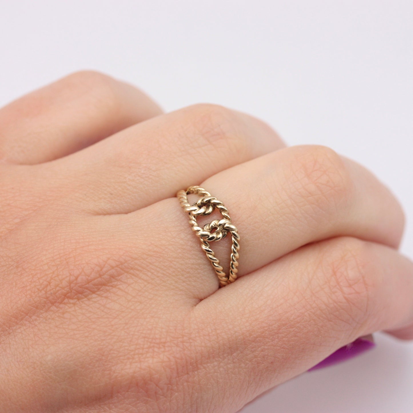 Vintage 9ct Gold Rope Knot Ring, 1978