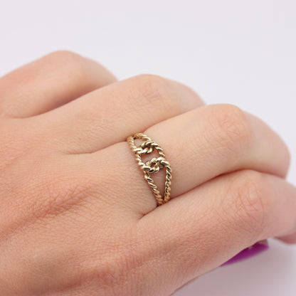 Vintage 9ct Gold Rope Knot Ring, 1978