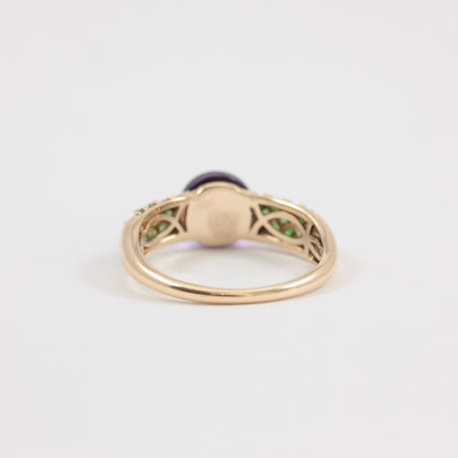 Pre-owned 9ct Gold Amethyst and Tsavorite Garnet Ring, Sunday's Child