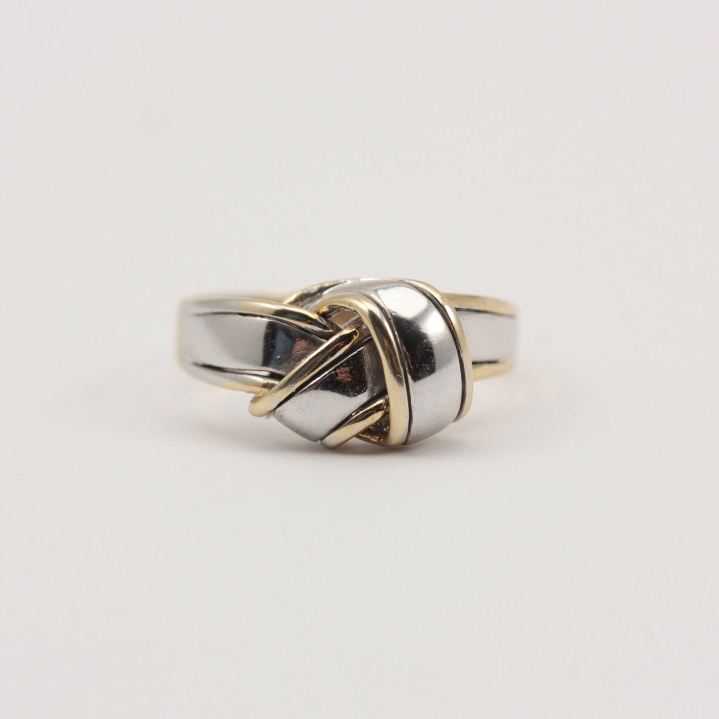 Vintage 9ct White and Yellow Gold Knot Style Ring, 1983
