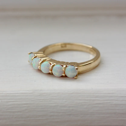 Pre-owned 9ct Gold Lab Created Opal 5 Stone Ring, 2005