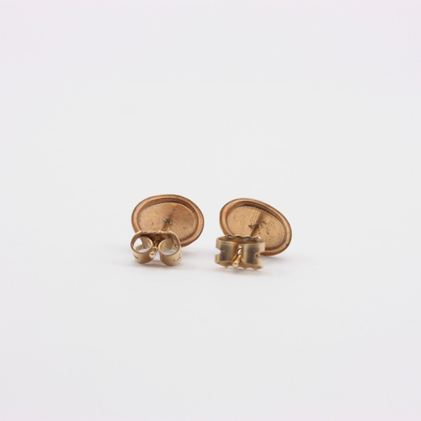 Vintage 9ct Gold Oval Amber Stud Earrings, 9mm, c1980s