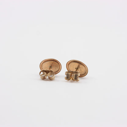Vintage 9ct Gold Oval Amber Stud Earrings, 9mm, c1980s