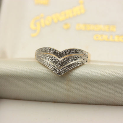 Pre-owned 9ct Gold Diamond Triple Wishbone Ring