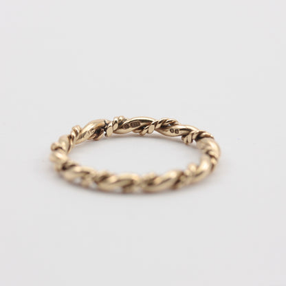 Vintage 9ct Gold Rope Twist Slim Stacker Ring, 2mm, 1982