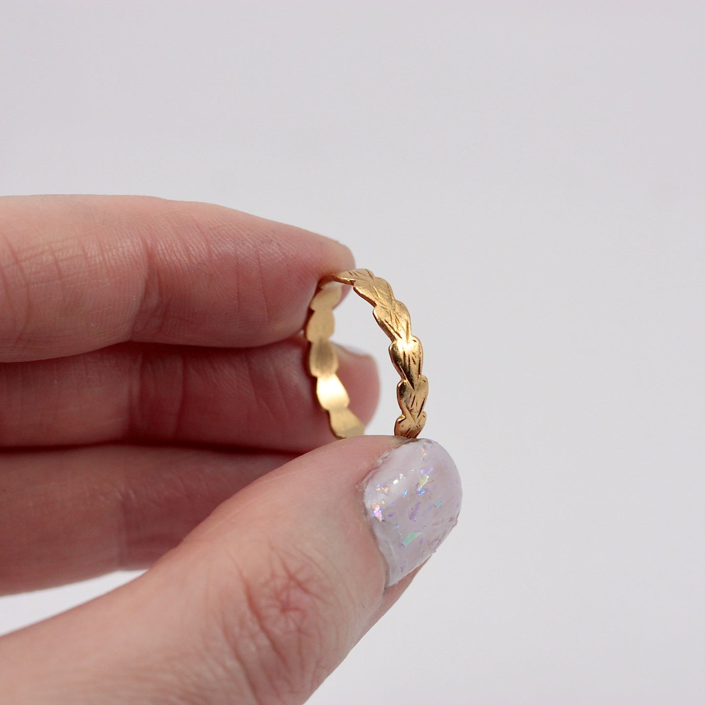 Vintage 22ct Gold Patterned Band Ring, 1952
