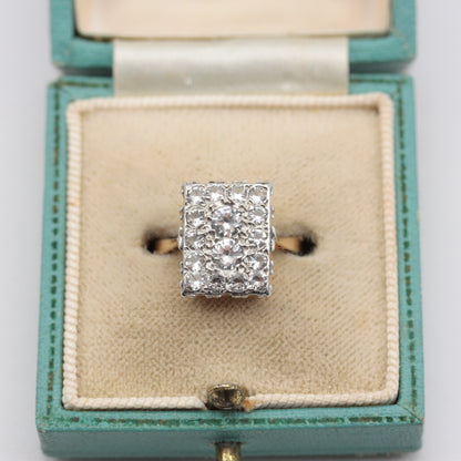 Art Deco 9ct Gold Rock Crystal Plaque Ring