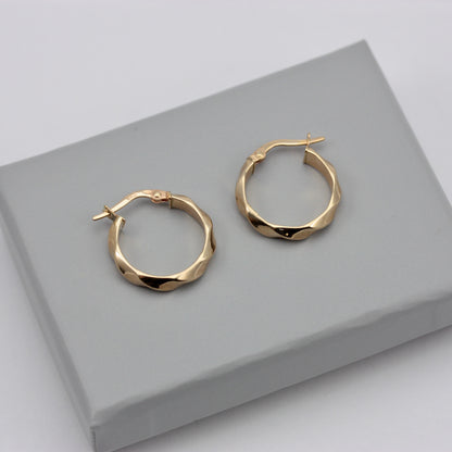 Pre-owned 9ct Gold Wide Twist Hoop Earrings, Medium