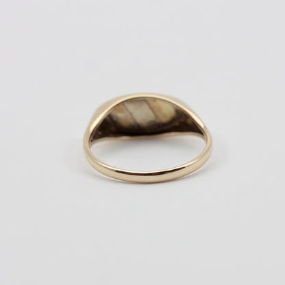 Vintage 9ct Tri Colour Gold Flat Fronted Ring, 1984