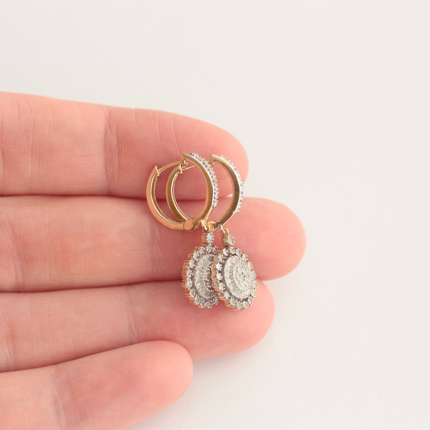 Pre-owned 9ct Gold and Diamond Hoop Dangle Earrings