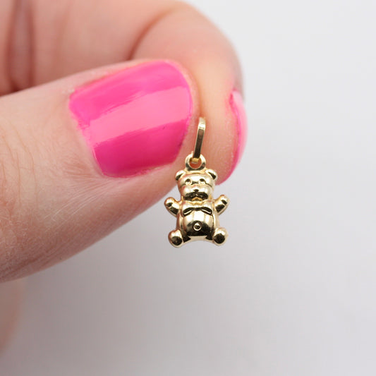 Tiny Puffy 9ct Gold Teddy Bear Charm
