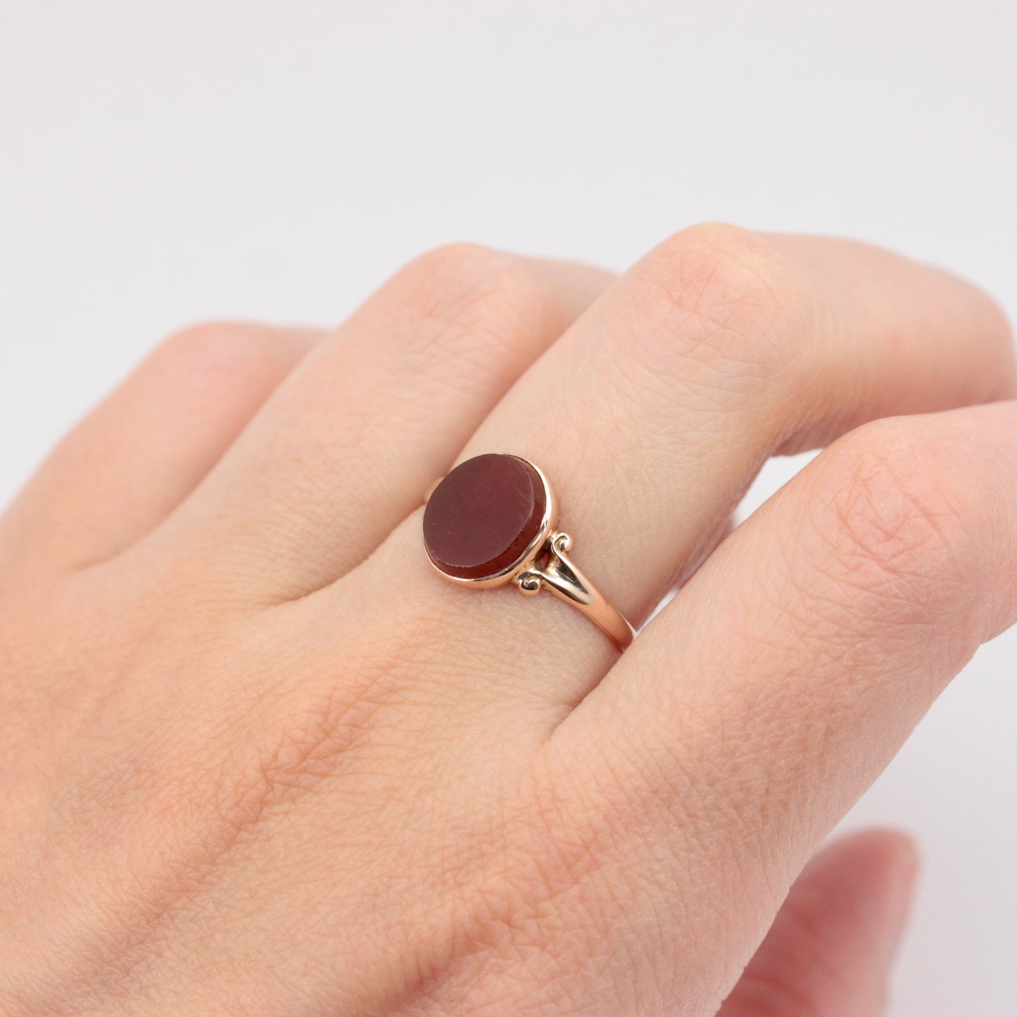 Antique 9ct Gold Carnelian Ring, 1918