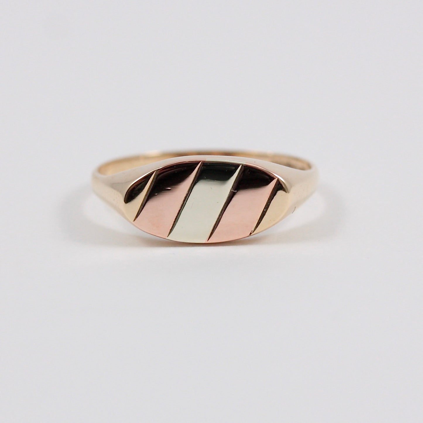 Vintage 9ct Three Colour Gold Signet Ring, 1988