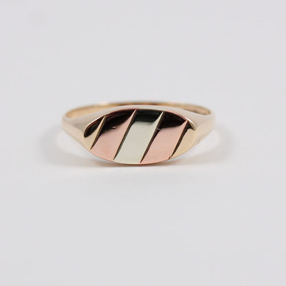 Vintage 9ct Three Colour Gold Signet Ring, 1988