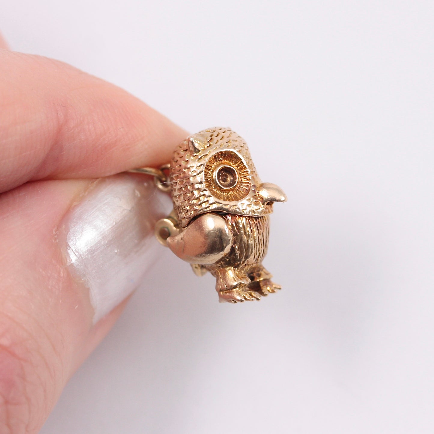 Vintage 9ct Gold Opening Owl Charm, 1972