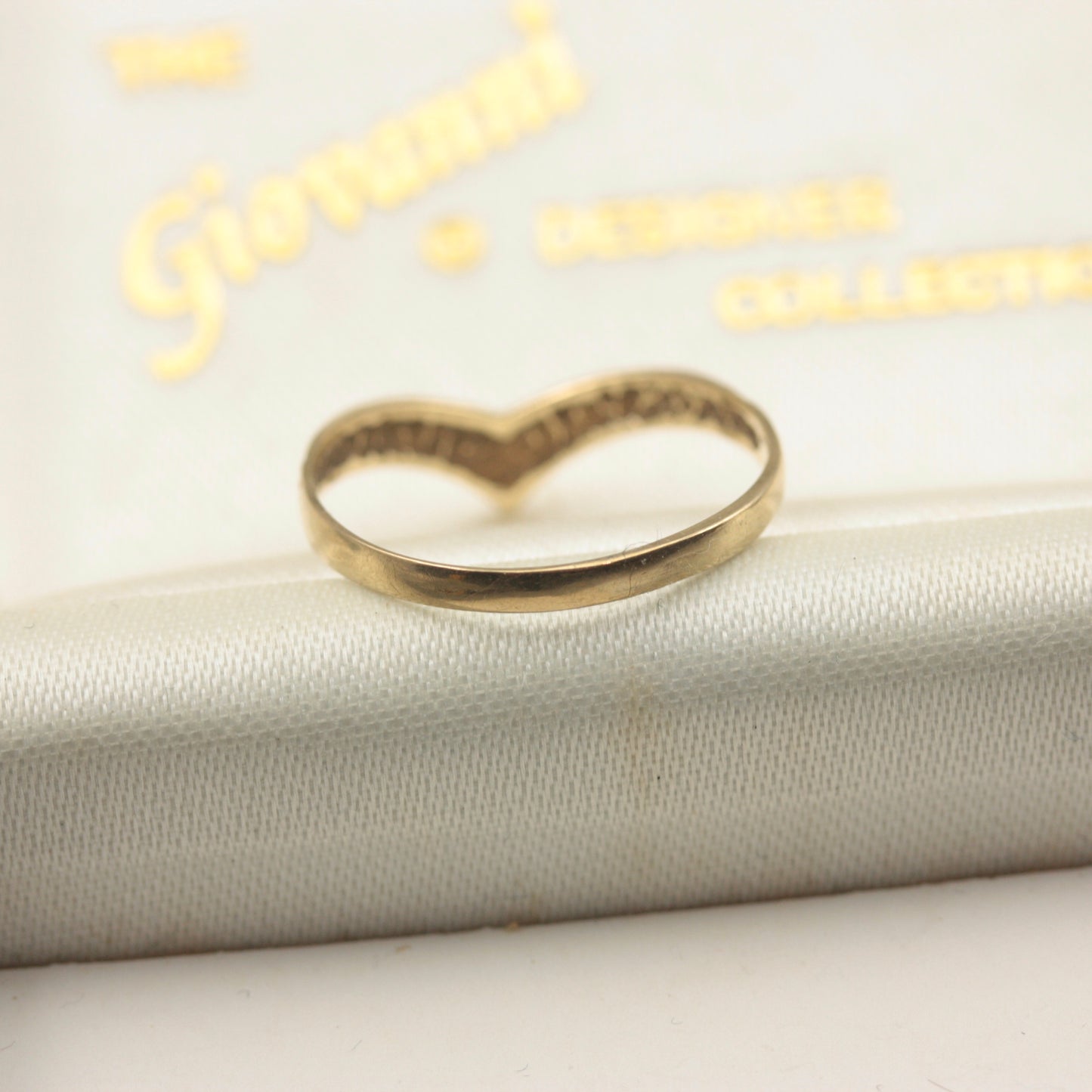 Vintage 9ct Gold Patterned Wishbone Ring, 1988