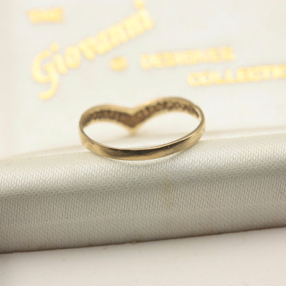 Vintage 9ct Gold Patterned Wishbone Ring, 1988