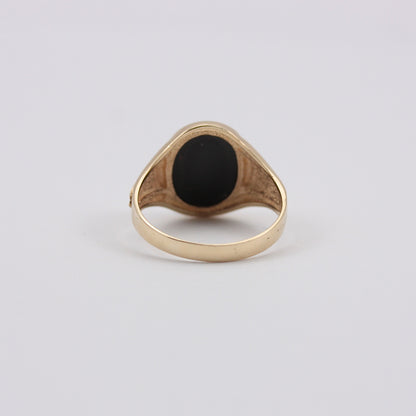 Vintage 9ct Gold Striped Onyx Signet Ring, 1988