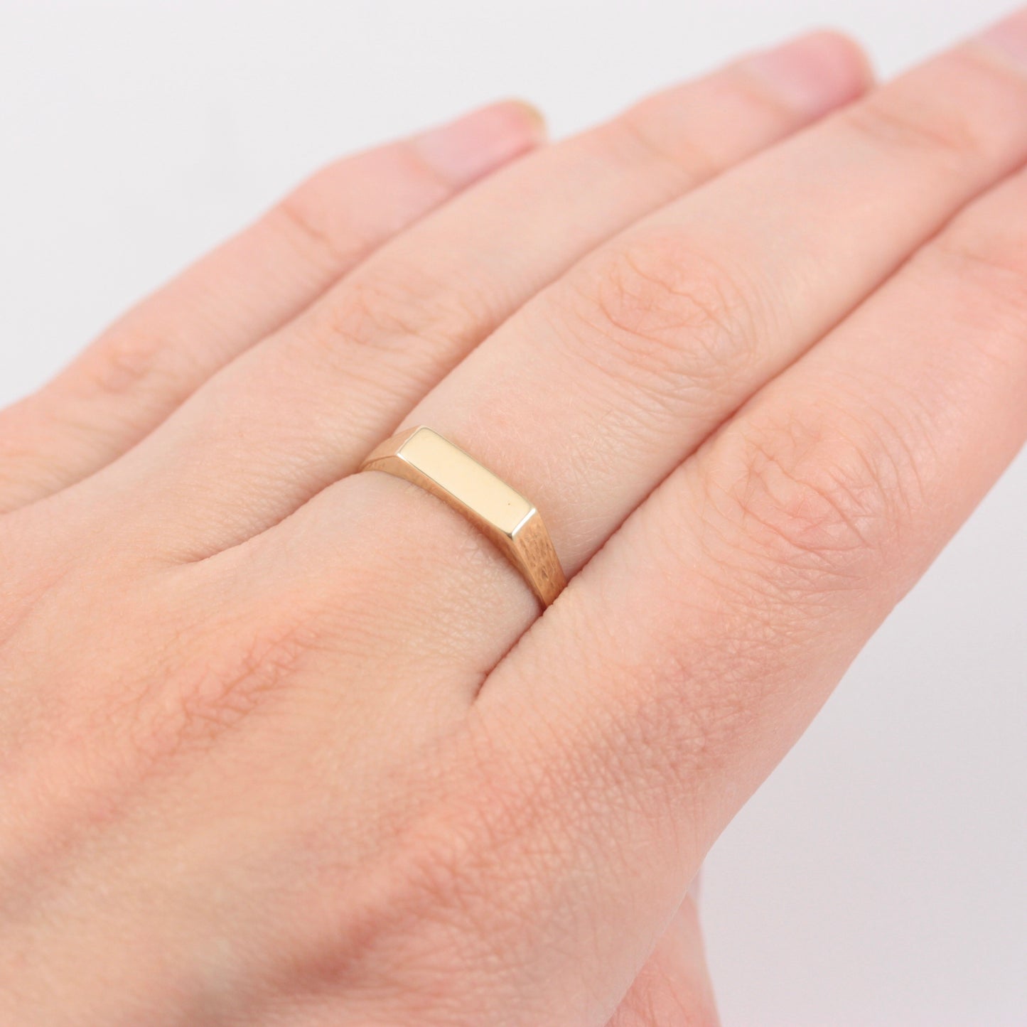 Vintage 9ct Gold Bar Signet Ring, 1981