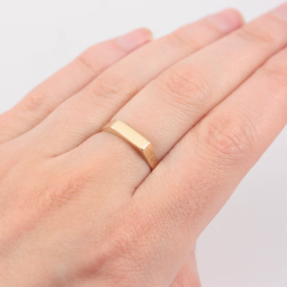 Vintage 9ct Gold Bar Signet Ring, 1981