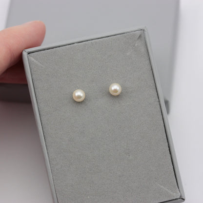 Vintage 9ct Gold 4mm Freshwater Pearl Stud Earrings, 1980s