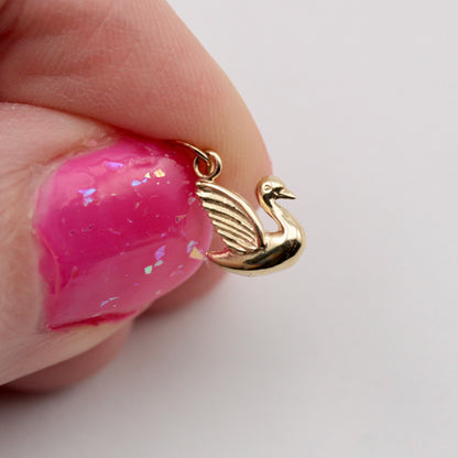 Tiny Vintage 9ct Gold Swan Charm