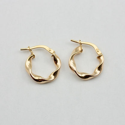 Vintage 9ct Gold Twisted Hoop Earrings, Small