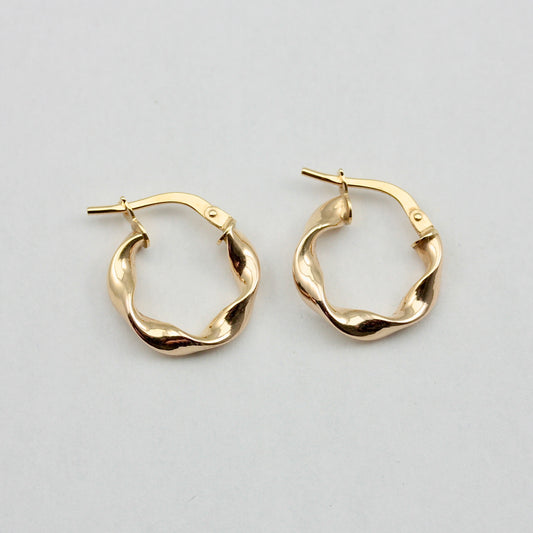 Vintage 9ct Gold Twisted Hoop Earrings, Small