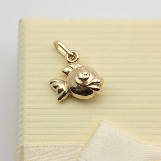 Tiny Puffy 9ct Gold Fish Charm