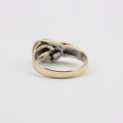 Vintage 9ct White and Yellow Gold Knot Style Ring, 1983