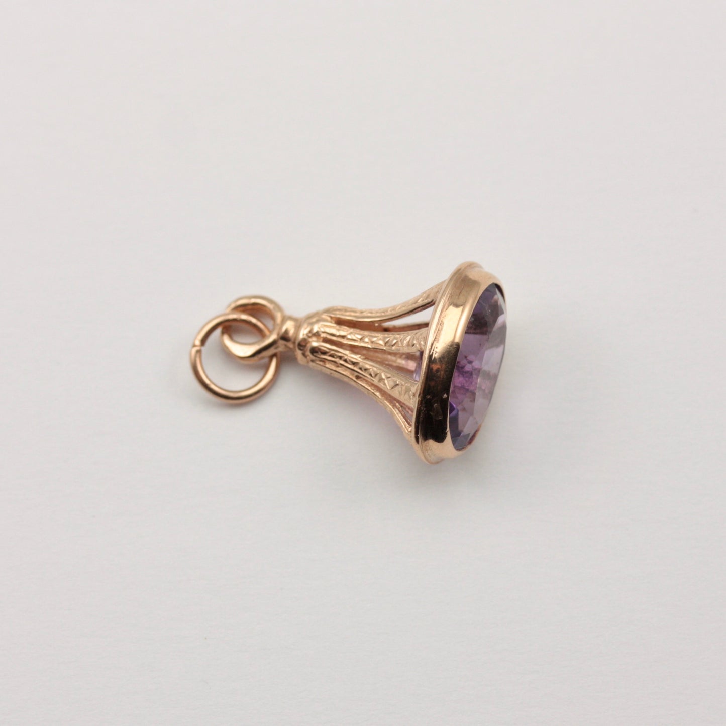 Vintage 9ct Gold and Amethyst Fob Style Pendant, 1992
