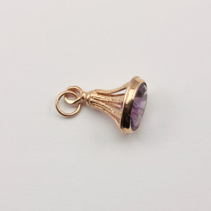 Vintage 9ct Gold and Amethyst Fob Style Pendant, 1992