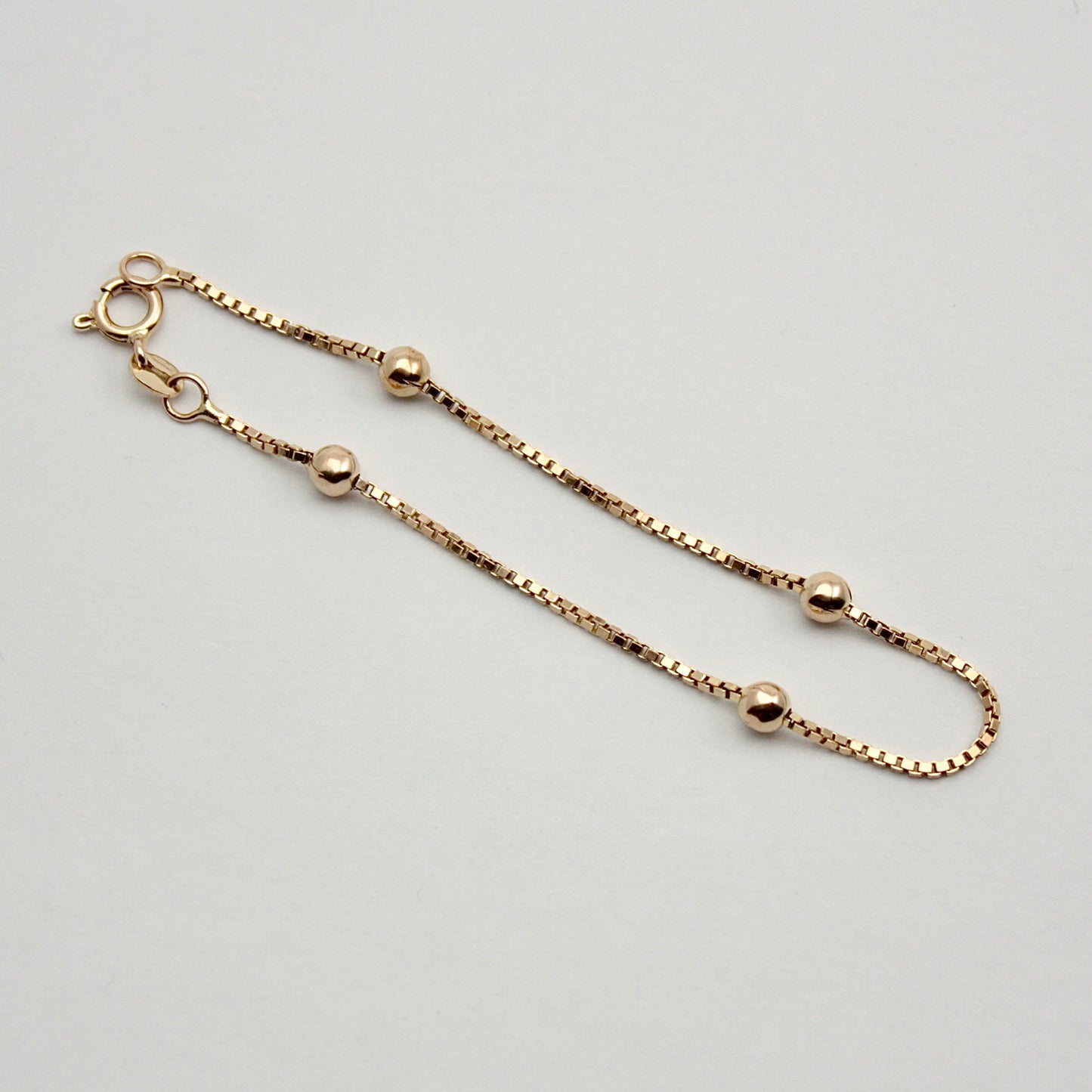 Pre-owned 9ct Gold Ball and Box Chain Bracelet