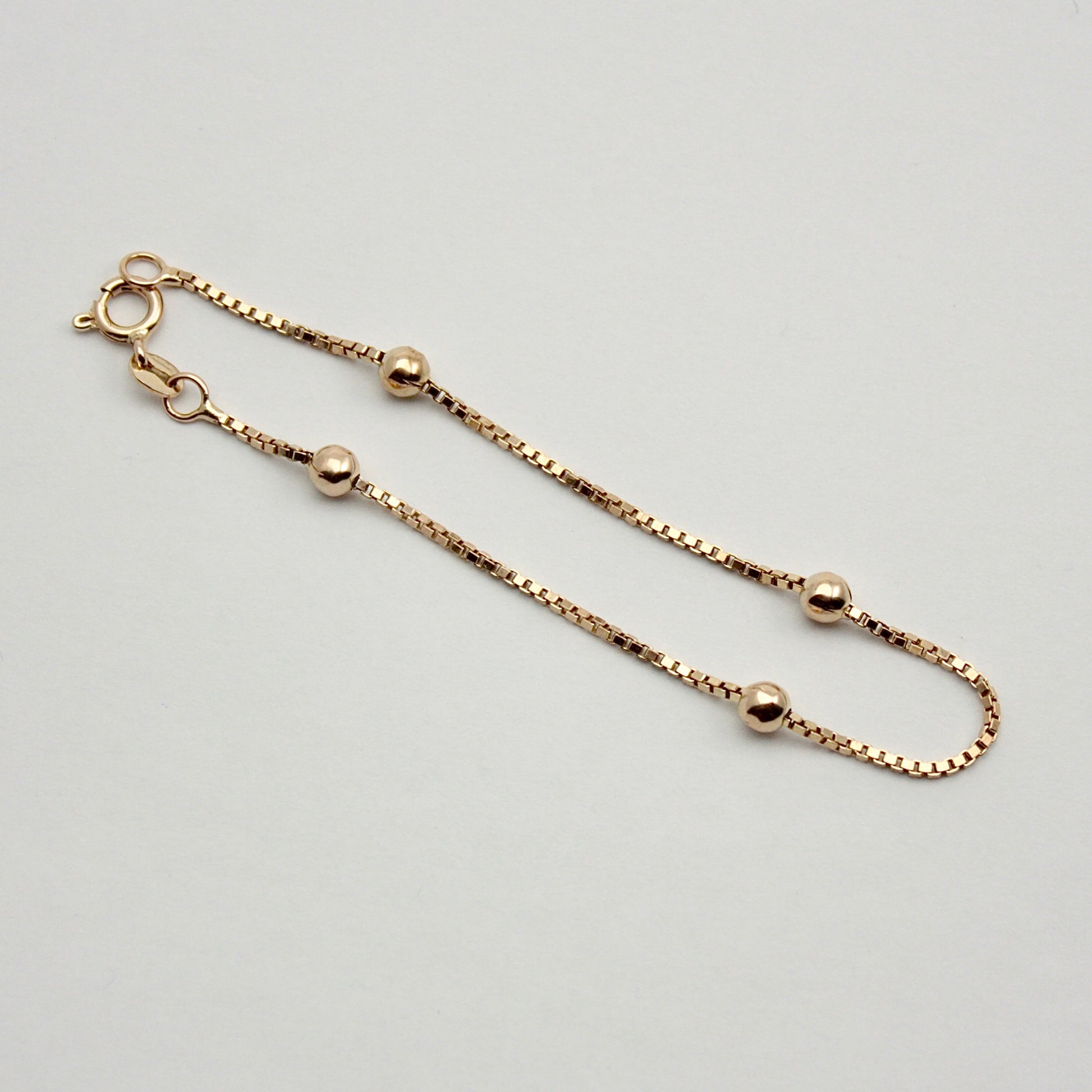 Pre-owned 9ct Gold Ball and Box Chain Bracelet
