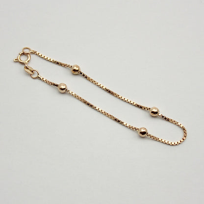 Pre-owned 9ct Gold Ball and Box Chain Bracelet