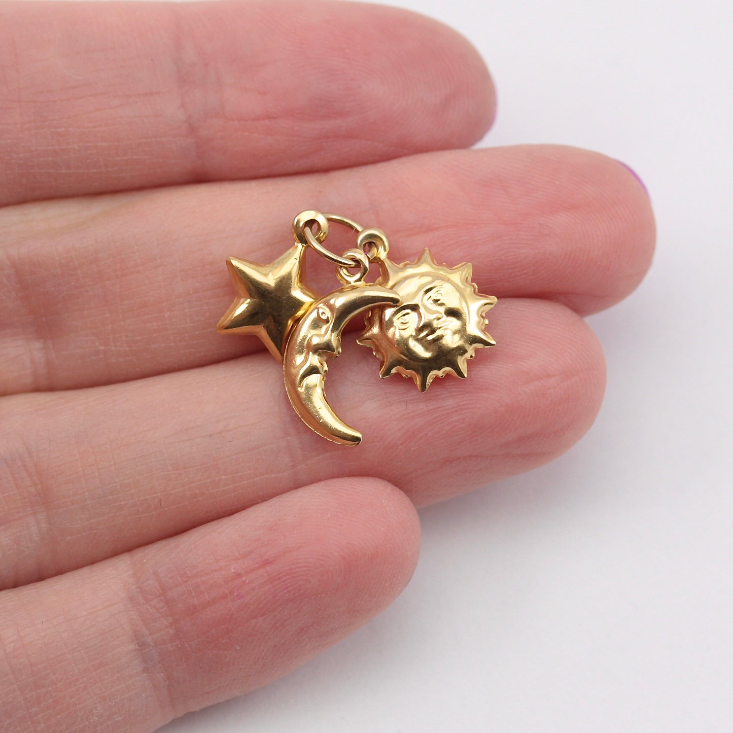 Pre-owned 9ct Gold Celestial Charm - Sun, Moon, Star