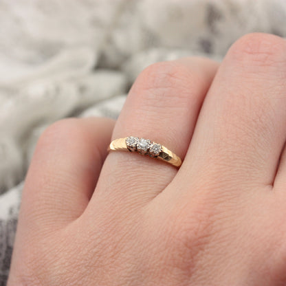 Vintage 9ct Gold Diamond Three Stone Ring, 1989