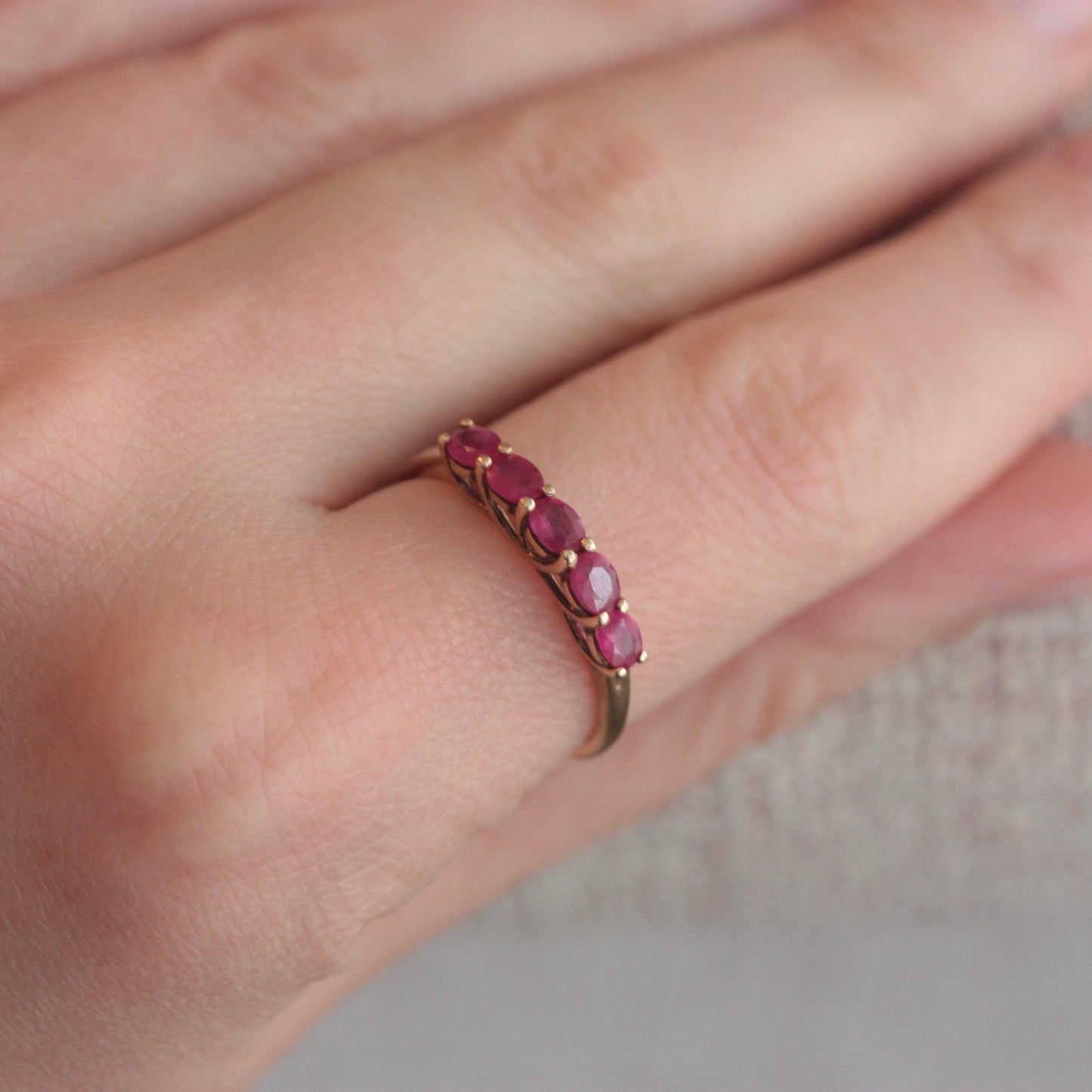 Pre-owned 9ct Gold Ruby Five Stone Ring, 2010