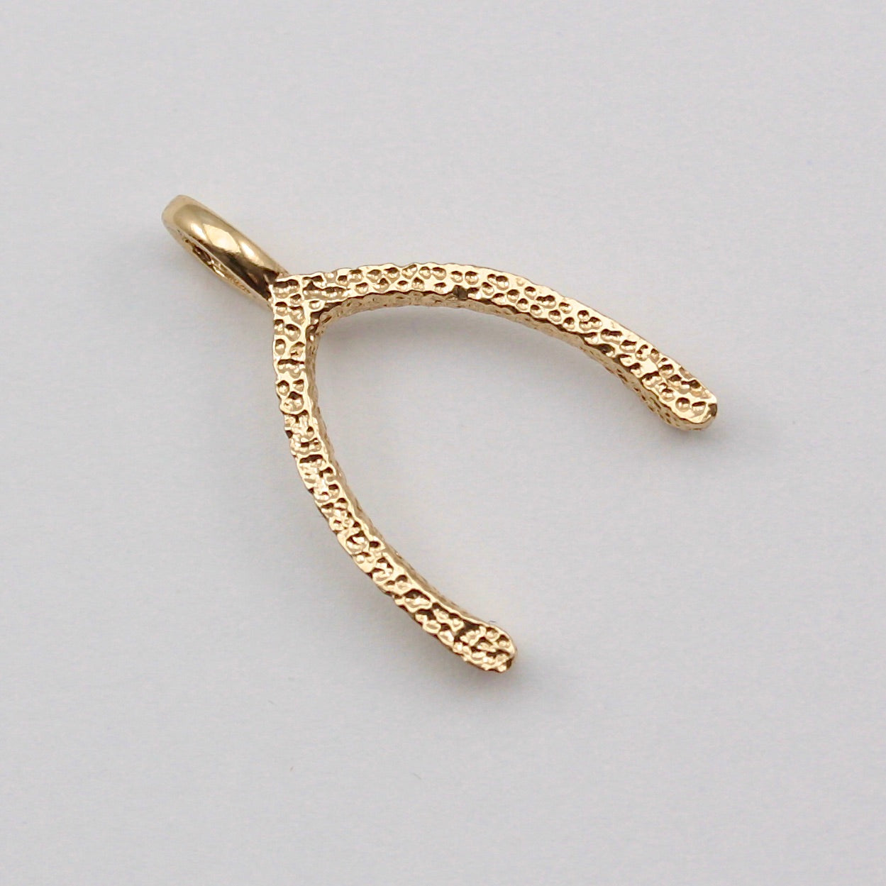 Vintage 9ct Gold Textured Wishbone Pendant, 1982
