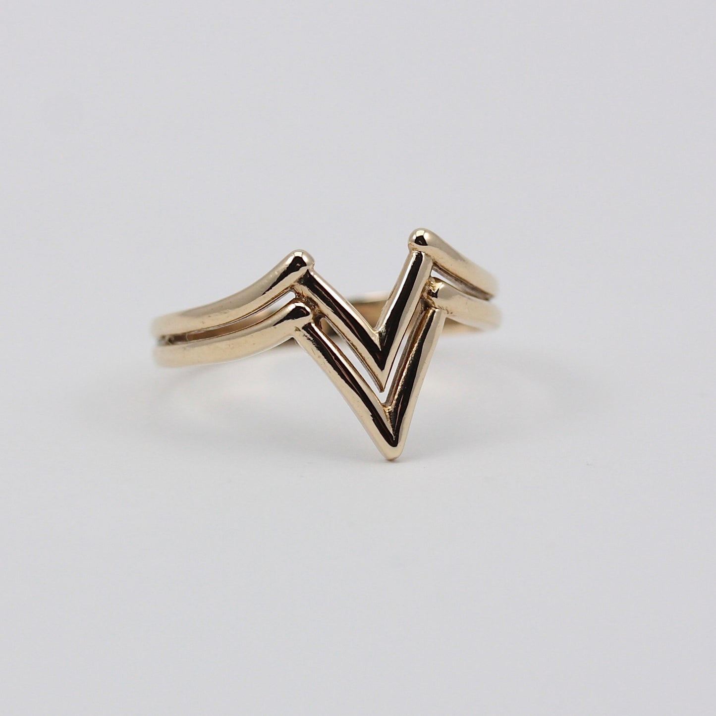 Vintage 9ct Gold Double Wishbone Ring, 1988
