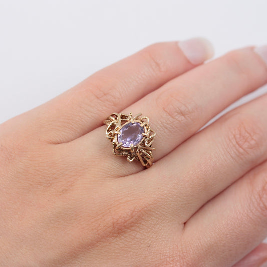 9ct gold 70s brutalist ring 