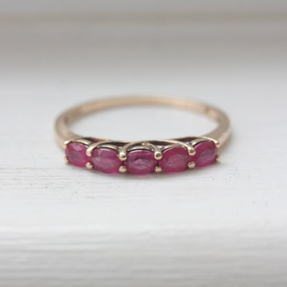 Pre-owned 9ct Gold Ruby Five Stone Ring, 2010