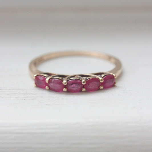 Pre-owned 9ct Gold Ruby Five Stone Ring, 2010