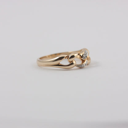 Pre-owned 9ct Gold Diamond Curb Chain Ring
