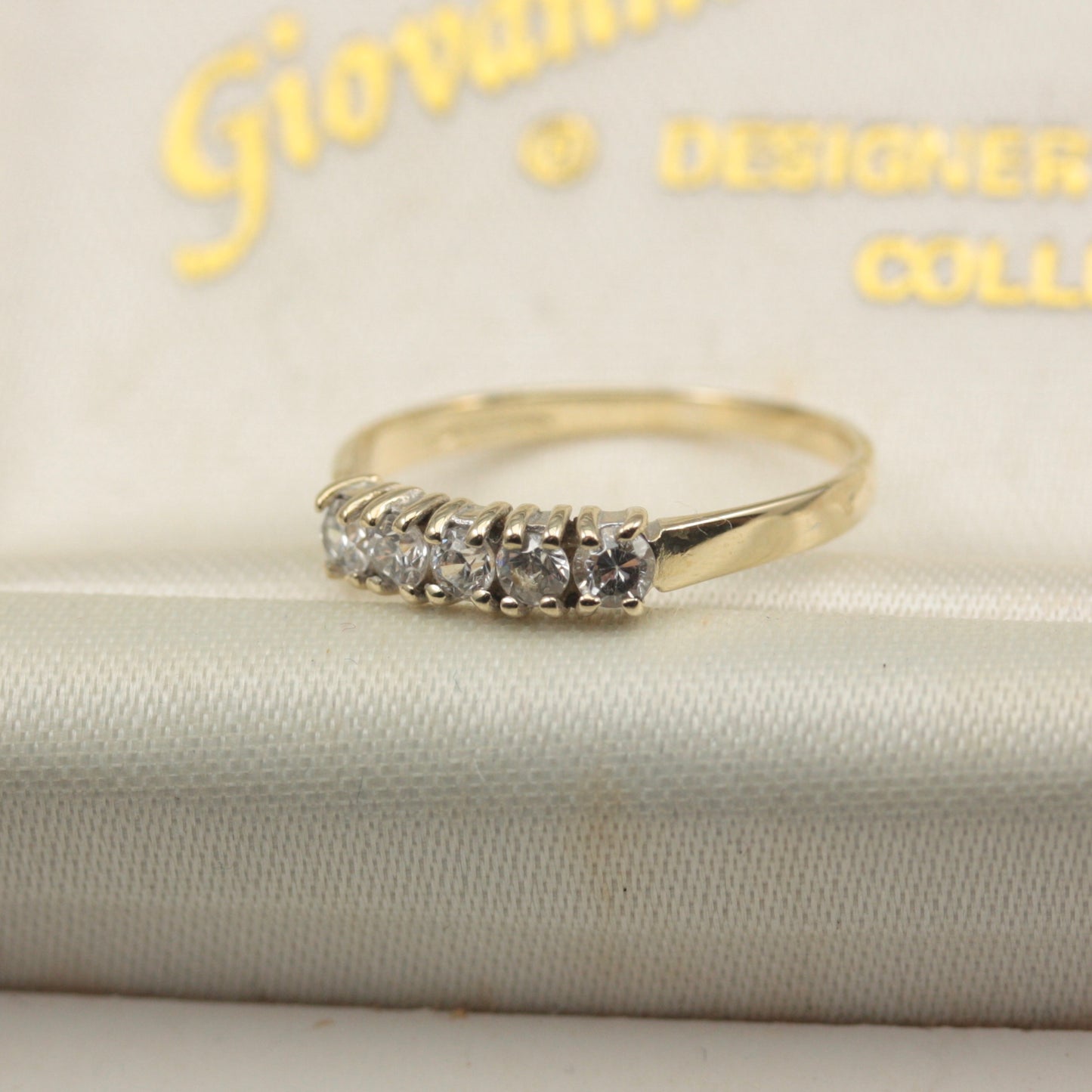 Vintage 9ct Gold and CZ 5 Stone Ring, 1988