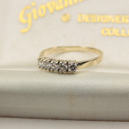 Vintage 9ct Gold and CZ 5 Stone Ring, 1988