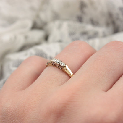 Vintage 9ct Gold Diamond Three Stone Ring, 1989