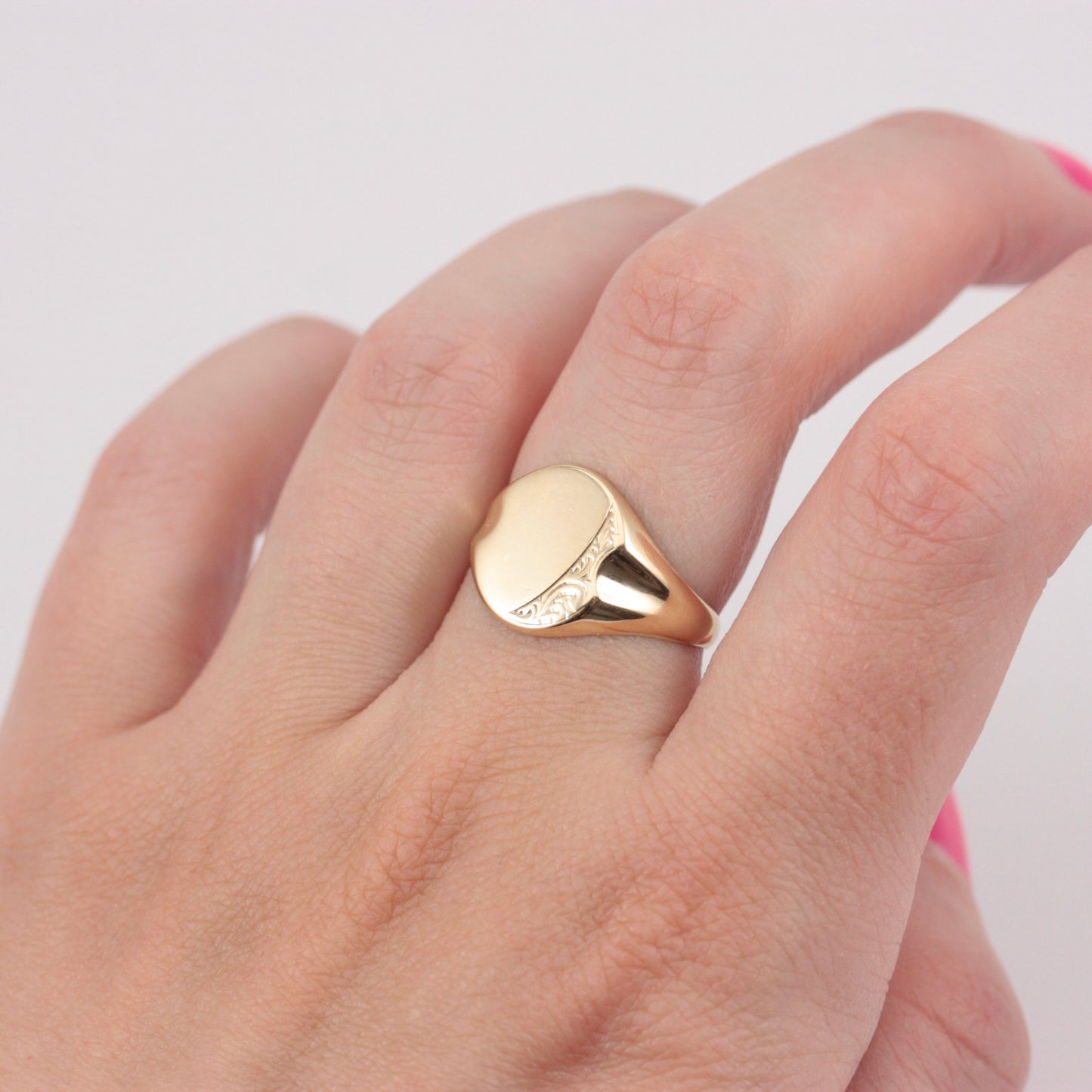 Vintage 9ct Gold Oval Signet Ring, 1988