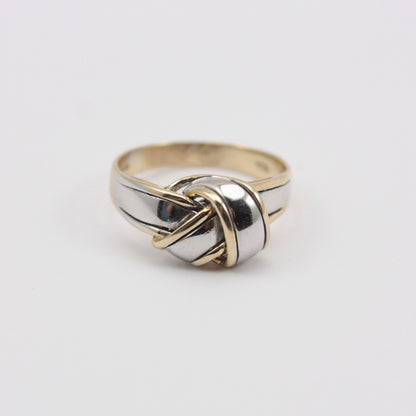 Vintage 9ct White and Yellow Gold Knot Style Ring, 1983