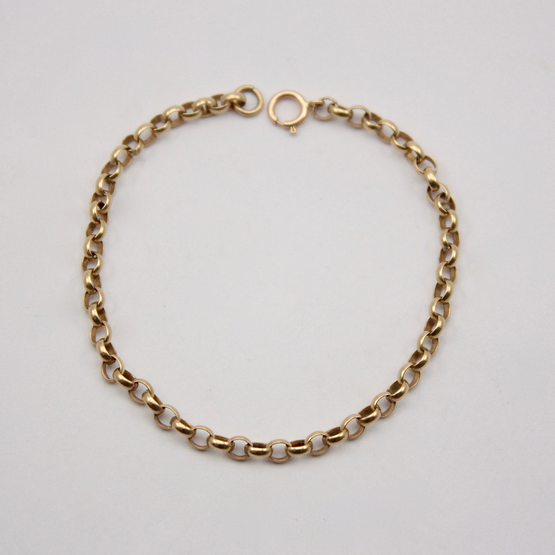vintage 9ct gold oval belcher chain bracelet 6.75 inches 17cm 